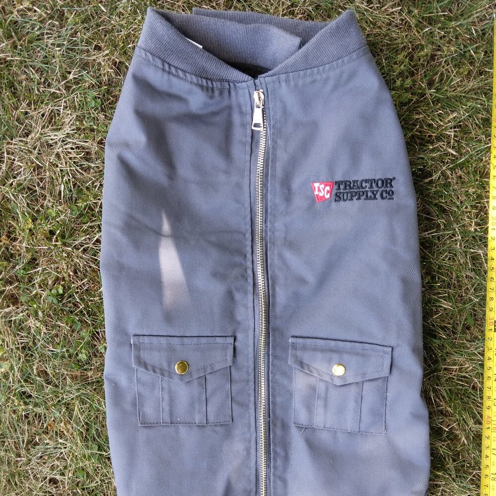 Dog Jacket Coat Gray Size XL Velcro Closures TSC Logo